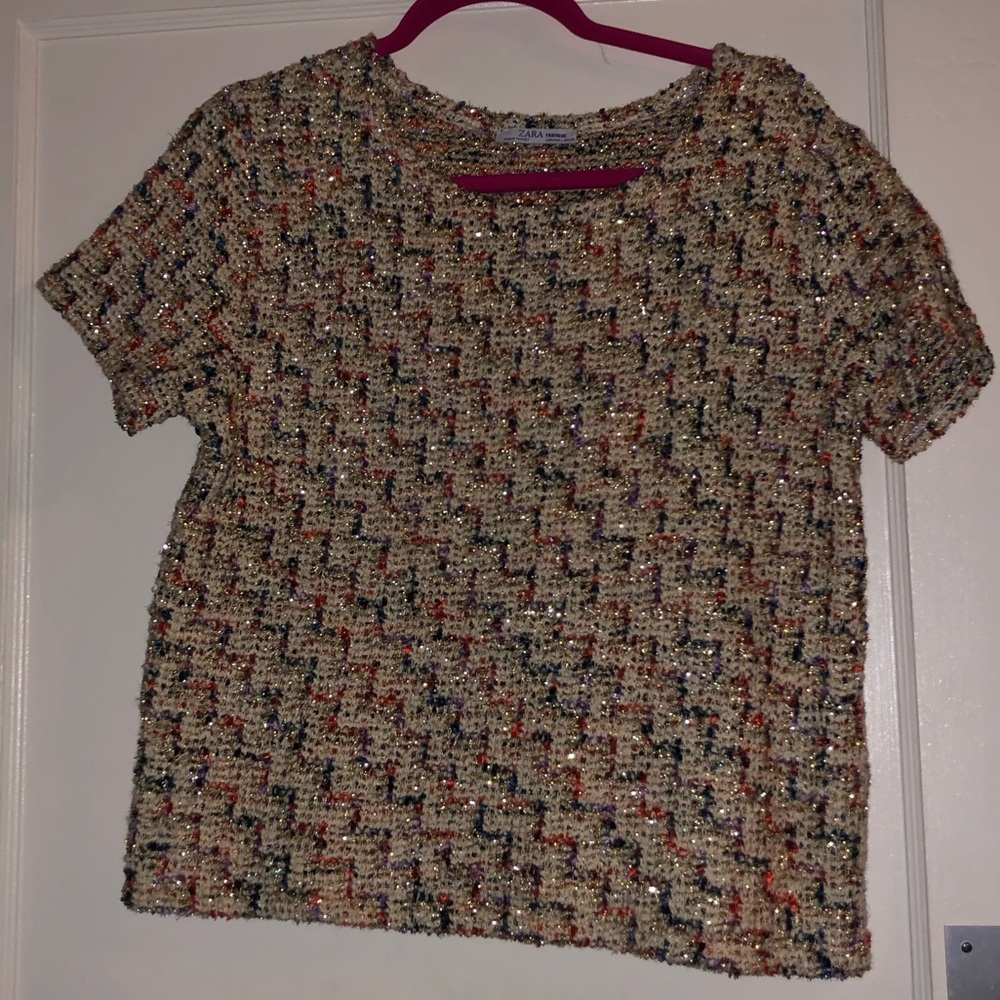Zara Shimmery Tweed Top